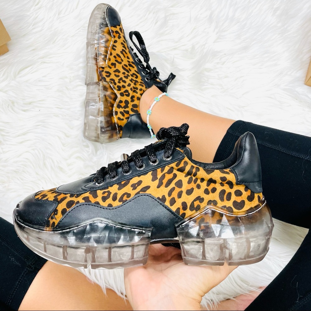 Black leopard chunky sneaker - Picture 2 of 6